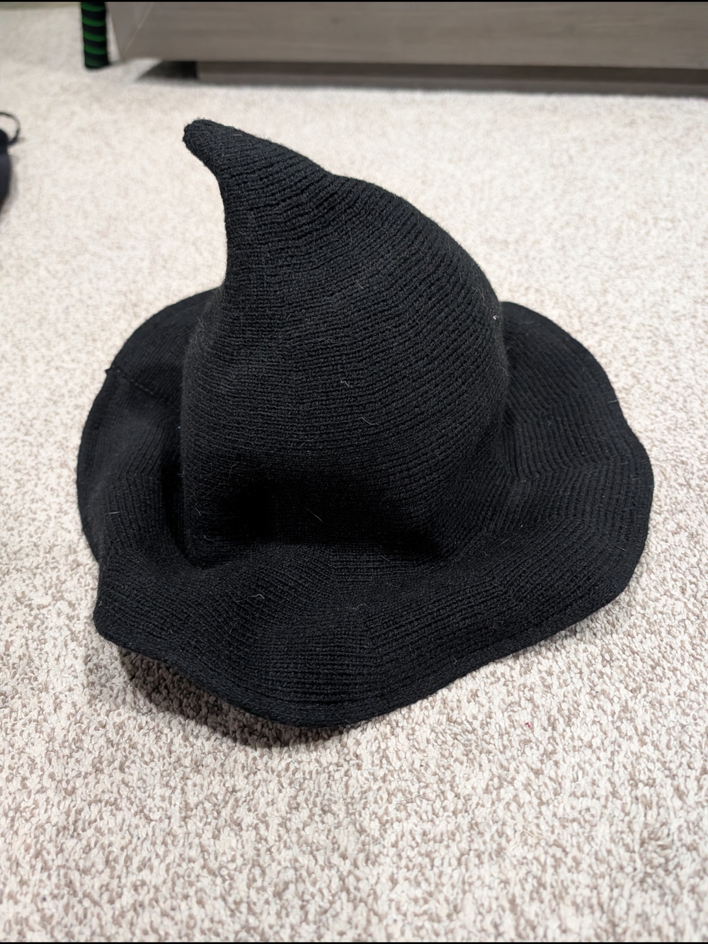 Black Knitted Casual Witchy Hat Costume Ren Faire Whimsical